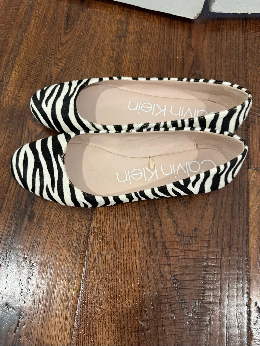 Calvin Klein Zebra-Print Ballet Flats - Black & White